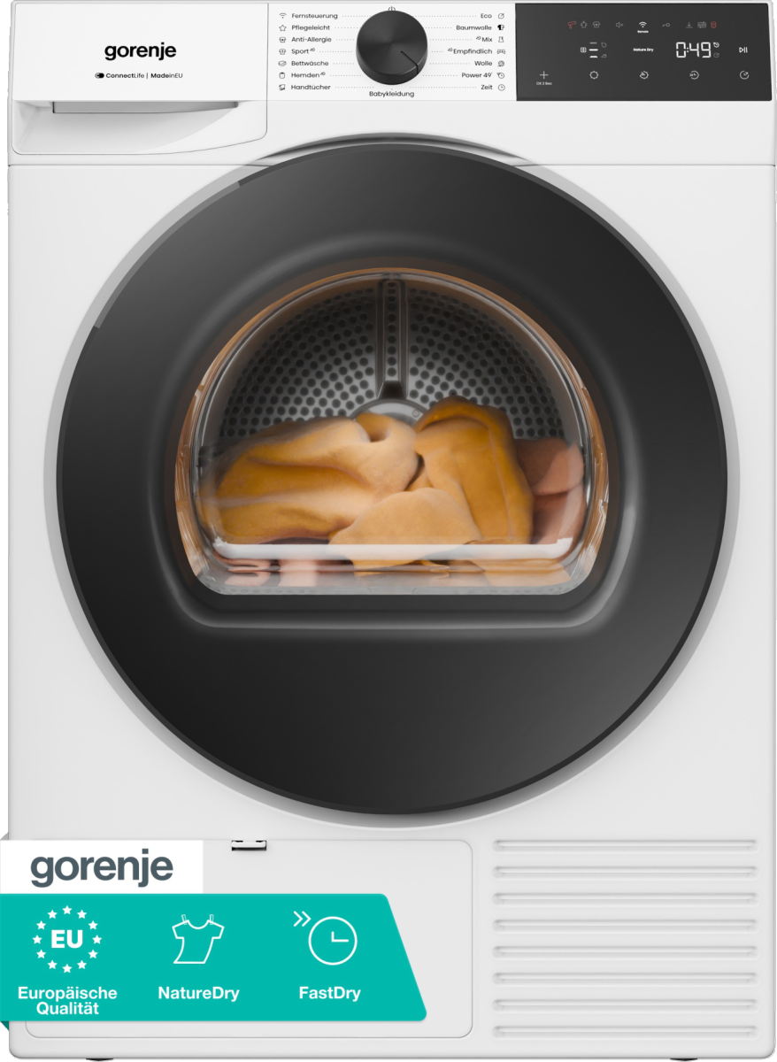 Gorenje Wärmepumpentrockner "D5G48D", Energieeffizienz: D, weiß, B:60cm H:85cm T:62,5cm, Trockner, NatureDry Schonung, FastDry 49, Knitterschutz, Wärmepumpentrockner