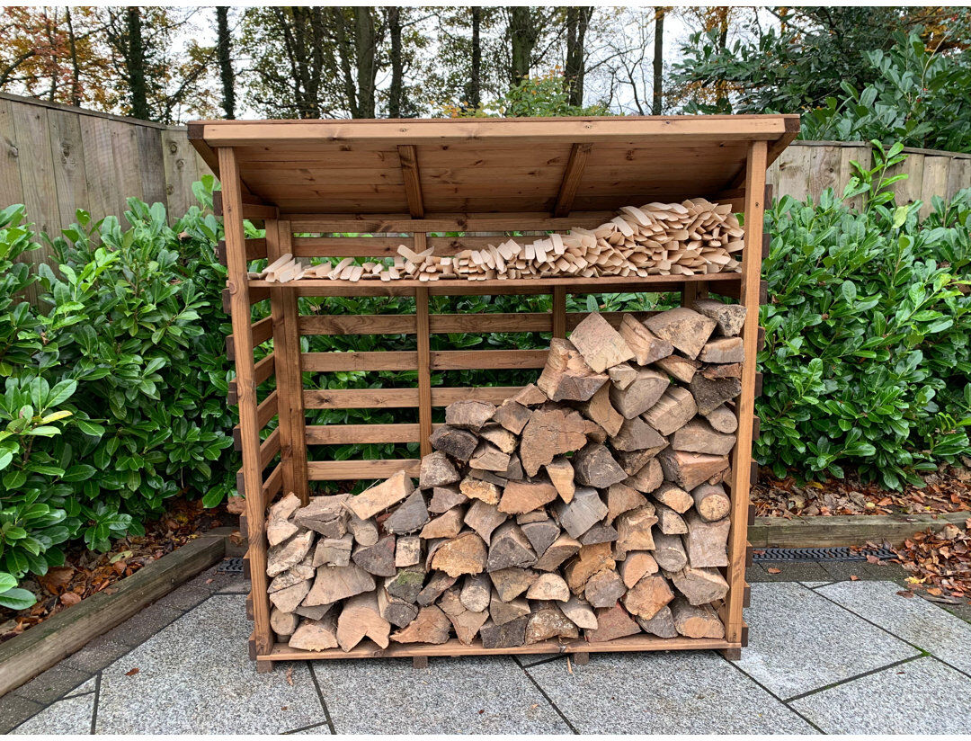 Alpen Home Oconner 166cm W x 66cm D Solid Wood Log Store Brown 167cm H X 166cm W X 66cm D