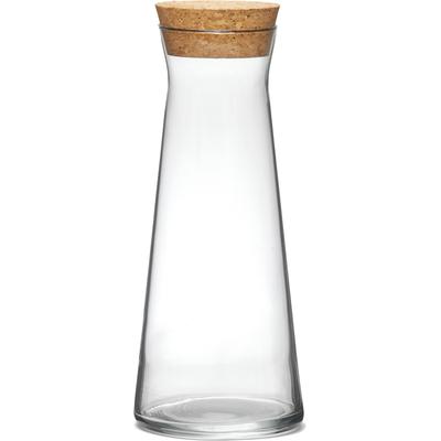 Karaffe VAN WELL "Glas-Karaffe mit Korkdeckel "Eco", 1,0 Liter", beige (transparent, natur), H:25,5cm Ø:10,5cm, Glas, Karaffen, Karaffe, ideal für Wasser, Saft oder Limonade