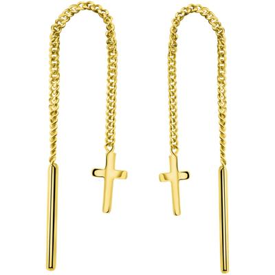 Paar Ohrhänger FIRETTI "Schmuck Geschenk Gold 375 Ohrschmuck Ohrringe Kreuz", gold (gelbgoldfarben), Ohrringe, Damen, Gelbgold 375