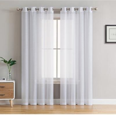 HLC.me 2 Piece Semi Sheer Voile Window Curtain Drapes Grommet Top Panels Bedroom, Living Room - Set of 2 panels