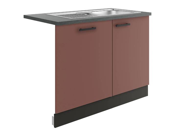Spülenschrank Variante C 110cm Rot/Rostrot/Anthrazit