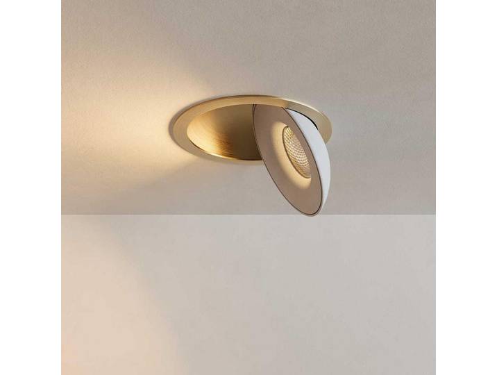 s.luce Led-Einbauleuchte Santa Deep Gold/Weiß Warmweiß, Goldfarben, Weiß, Metall, Rund, LED integrated, 13.8x4x13.8 cm, Lampen & Leuchten, Innenbeleuchtung, Spots & Strahler, Deckenspots