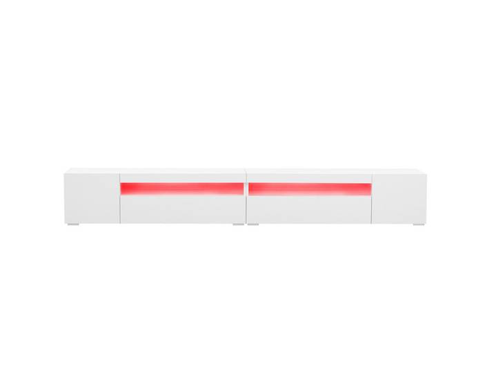 Modfu Tv-Schrank aus MDF 240x38,5x35,5 cm Weiß mit variabler LED-Beleuchtung und symmetrischem Design, 240x35.5x38.5 cm, Wohnzimmer, TV Möbel, Lowboards, Lowboards stehend