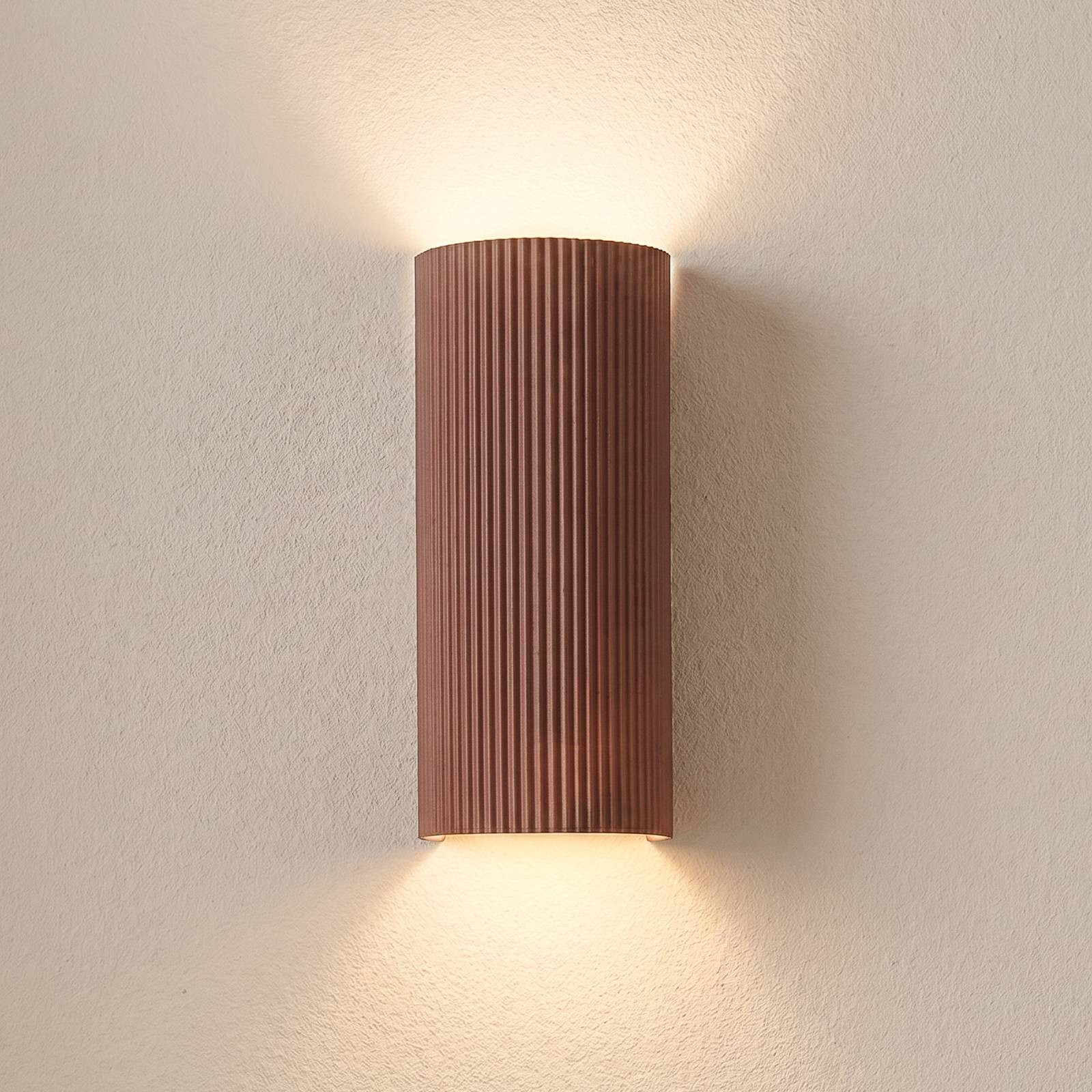 Lindby Colja Wandlamp Bruin, Modern Rond Keramiek, Hoogte: 30,5 cm
