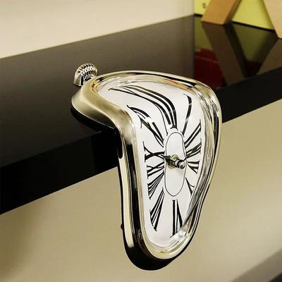 Uplift Essentials Surreal Melting Distorted Wall Clock In Salvador Dali Style For Home And Garden Decor gold