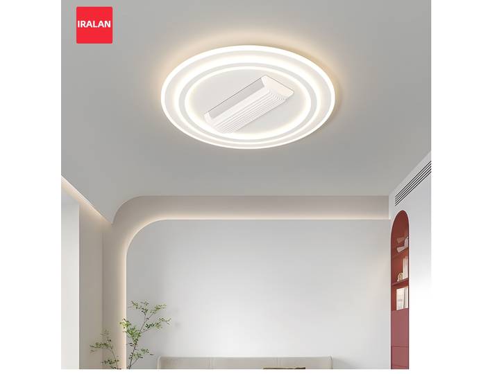 Lampe de ventilateur de plafond sans feuilles ventilateur de plafond de Ventilation à tambour rond carré avec lumière et télécommande luminaire à intensité variable à 6 vitesses