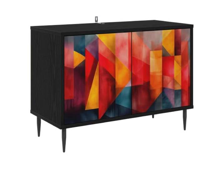 Favemtsl TV-Schrank 69x33x50,5 cm Lowboard Schwarz Eichen-Optik Kompaktes Medienmöbel mit 2 Türen für Wohnzimmer und Schlafzimmer, 10,5 cm Bodenabstand erleichtert die Raumpflege.