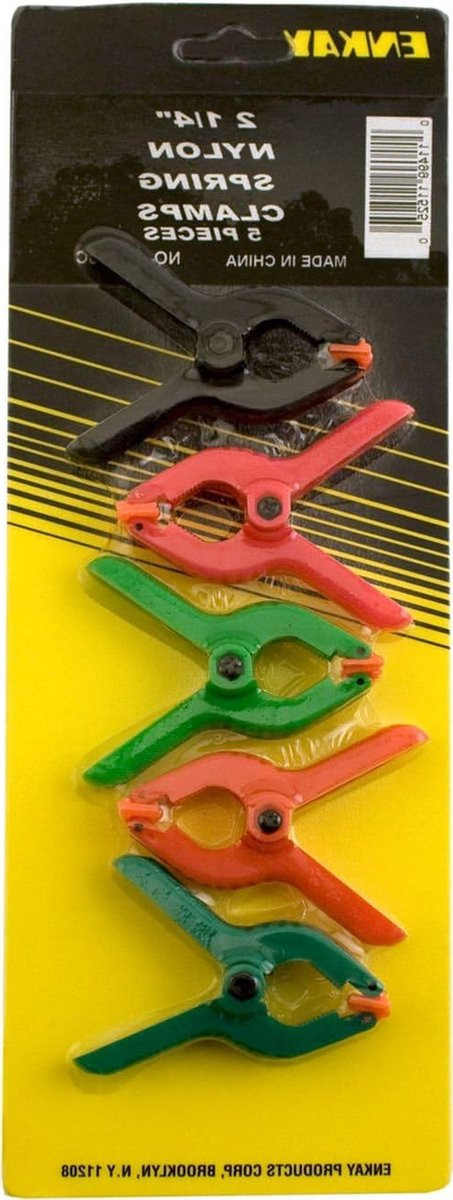 Veerklem Assortiment van 5 stuks in zwart nylon, 2 1/4 inch