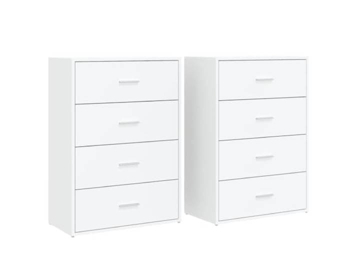 LASWWQMRF 2er Set Sideboard Weiß 60x31x84 cm Kommode Holzwerkstoff Zwei weiße Beistellschränke für Wohnzimmer und Flur, pflegeleichte Oberfläche, stabile Ablage für Dekoration und Bücher.