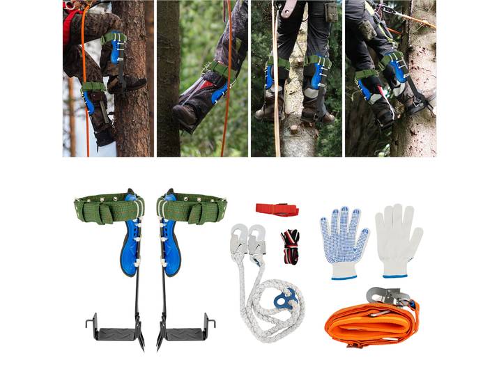 Ensemble de pointes d'escalade d'arbre, harnais de sécurité, harnais d'escalade de Protection contre les chutes, équipement d'escalade d'arbre antidérapant 10.536cm
