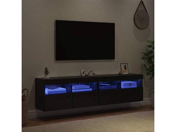 NEUF Armoires TV - Noir Meubles TV muraux 2 pcs - pour maison - Chêne noir 80x30x40 cm TT1972