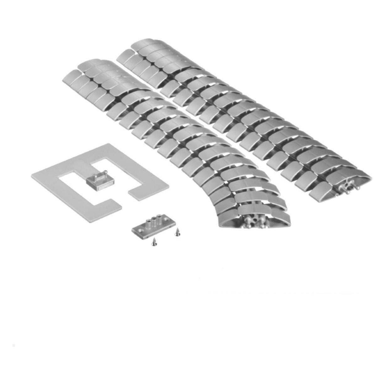 TecLines TKS004S Kabelschlange Set 75 cm mit Bodenplatte und Tischbefestigung, silber (75 cm) (TKS004S)