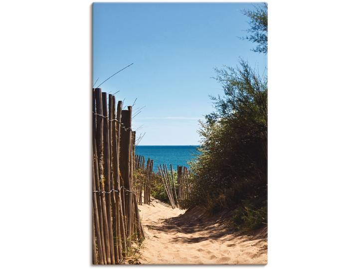 Leinwandbild ARTLAND Strandzugang zum Serignan Plage , beige (farbe bild(er): naturfarben), B:60cm H:90cm, Bilder, Leinwandbild, auf Holzrahmen gespannt