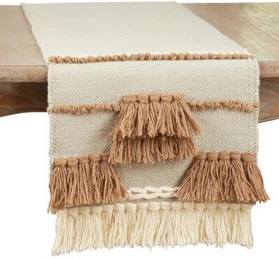 Saro Lifestyle "Textured Table Runner With Boho Design - 16""x72"""