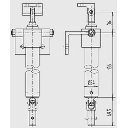 Teleskop-Spindelantrieb, manuell, 2-stufig, Handkurbel