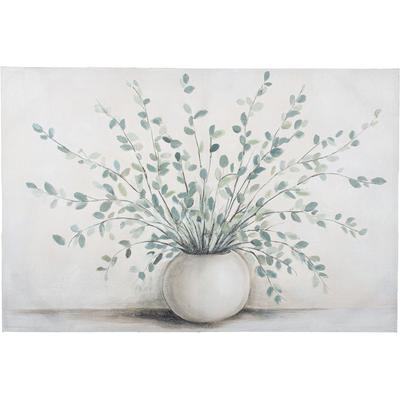 Metallbild GILDE "Bild rechteckig Vase mit Eukalyptus", beige (farbe bild(er): grün), B:120cm H:80cm T:3,5cm, Poly-Leinwand, Bilder