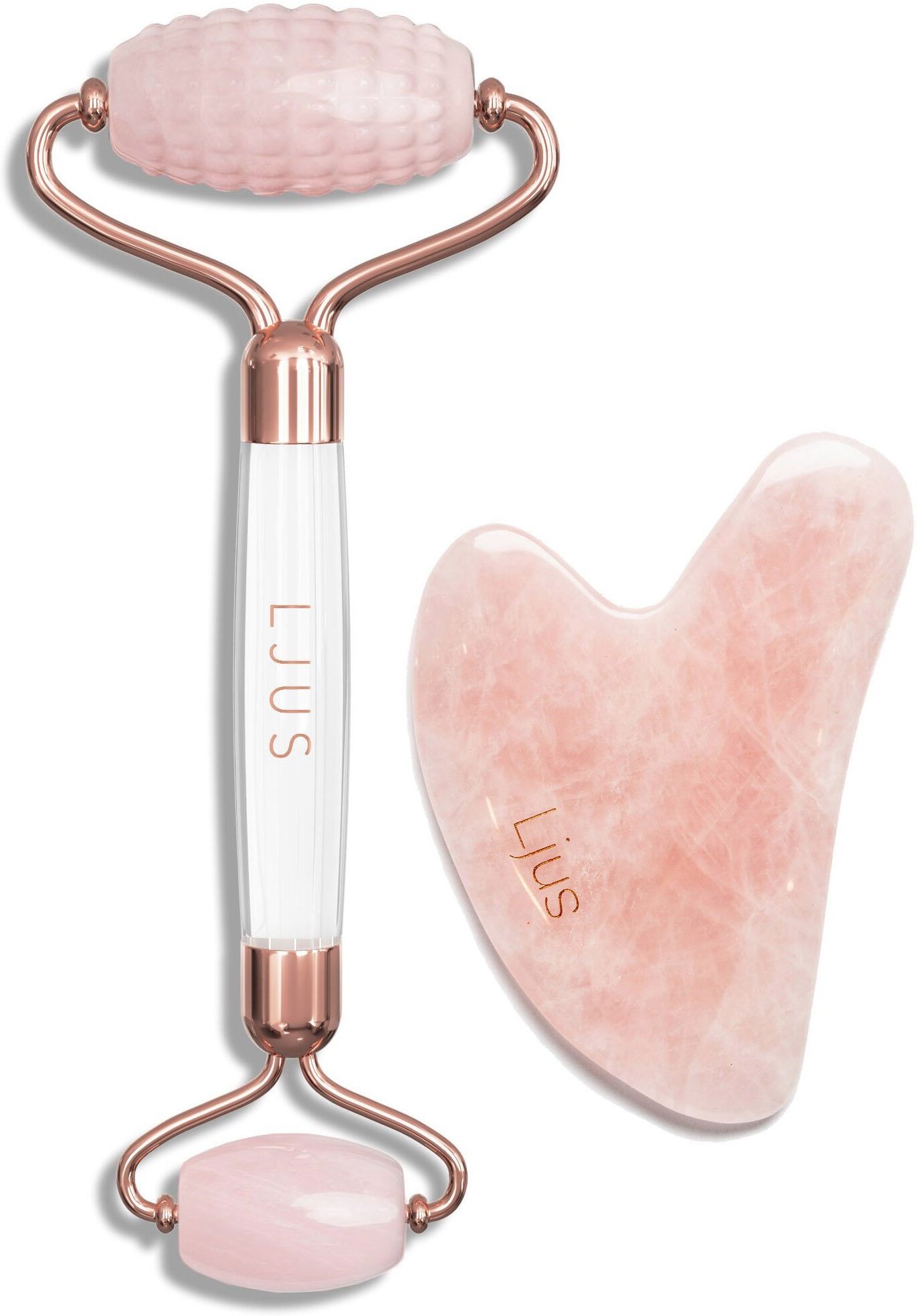LJUS Rose Quartz Spiky Roller Gift Set