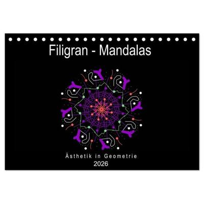 Filigran - Mandalas (Tischkalender 2026 DIN A5 quer), CALVENDO Monatskalender