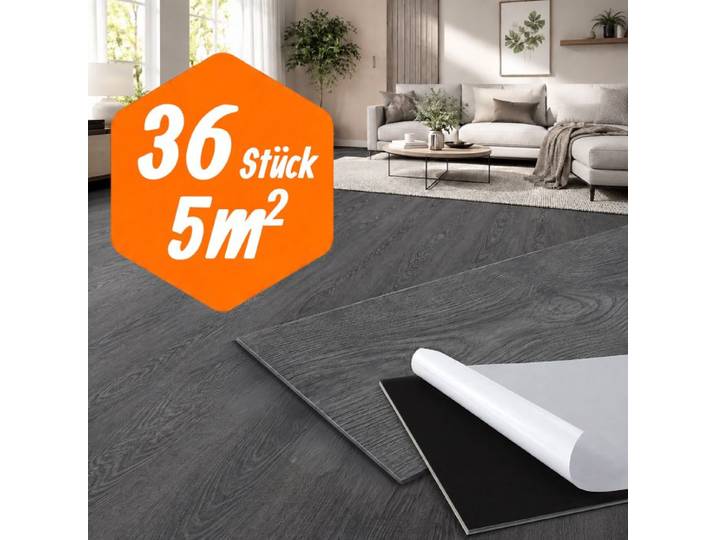 Relaxdays Selbstklebender PVC Bodenbelag Eiche