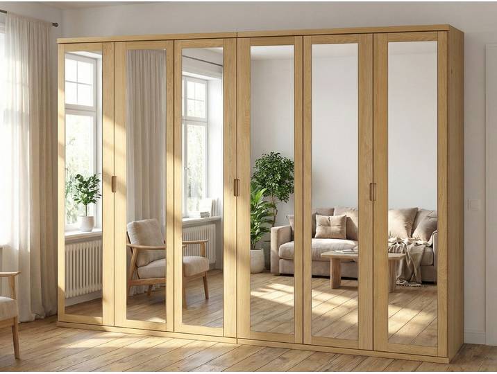 Drehtürenschrank „Sandra“ Eiche Hell 6-türig Massivholz Eiche Hell