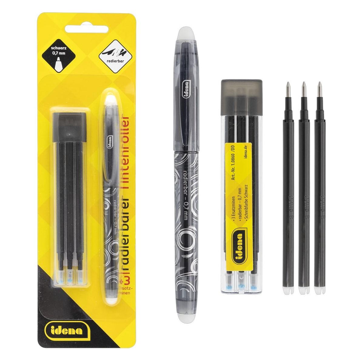 Idena Tintenroller 0,7mm radierbar schwarz 3 Minen (1x) (42110293)