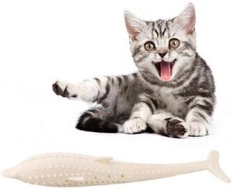 Inspired Deals Catnip Silicone Dolphin Toy For Cats Interactive Teeth Cleaning Chew Toy pink