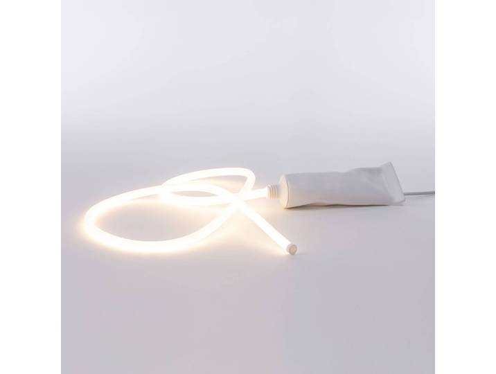 LED decoratie-tafellamp Daily Glow tandpastatube, wit / opaal, Woon-/ Eetkamer, Kunststof, Design, tafellamp