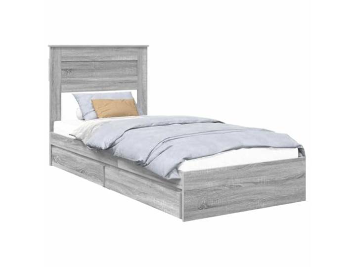 PUGYNBK Bett mit Schubladen, Grau, Sonoma, 90 x 190 cm Aufwändiges Holz, Plattformrahmen, integrierte Aufbewahrung, einfache Reinigung
