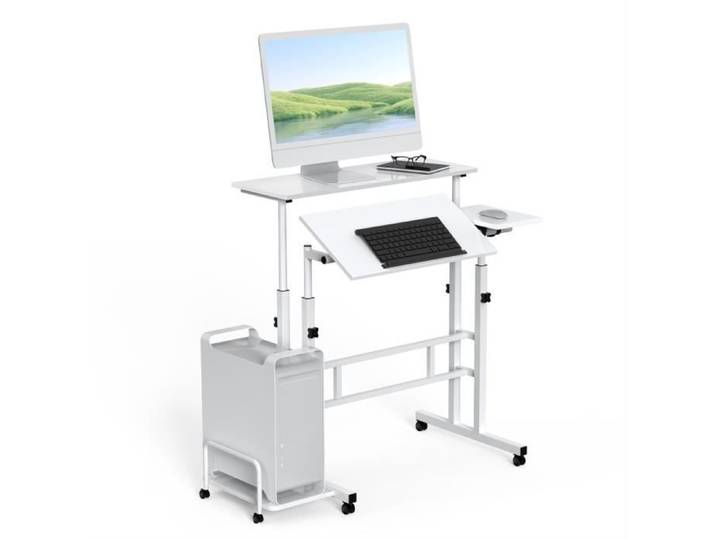 Bureau enfant écolier junior inclinable - LDSZXNE - 80x30x71-114cm - Blanc - Contemporain - Design