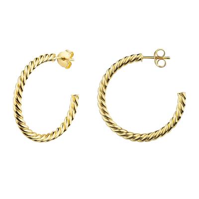Paar Creolen FIRETTI "Schmuck Geschenk Silber 925 Ohrschmuck Ohrringe gedrehte Optik" Gr. 32, gold (gelbgoldfarben), Ohrringe, Damen, 32, Silber 925 (Sterlingsilber)