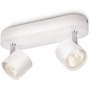 Philips Deckenstrahler Star, weiß mit LED, 2-flammig, dreh- und schwenkbar, warmweiß