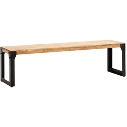 KADIMA DESIGN Esszimmerbank 120x40x45 cm Akazie Massivholz Metall Industrial, Esstischbank Holzbank Massiv ohne Lehne, Küchenbank Essbank Modern, Sitzbank
