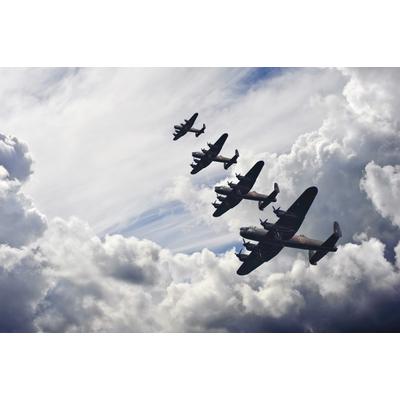 Fototapete PAPERMOON "VINTAGE FLUGZEUGE-LANCASTER FLUGZEUG WOLKEN HIMMEL XXL", bunt, B:2,5m L:1,86m, Vlies, Tapeten