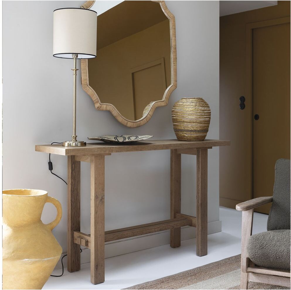 Blanc d Ivoire Console en bois de chêne clair Marron 87x40x87cm