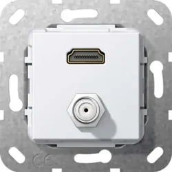 Gira Unterputz Tragring HDMI und SAT F-Buchse reinweiß 567503