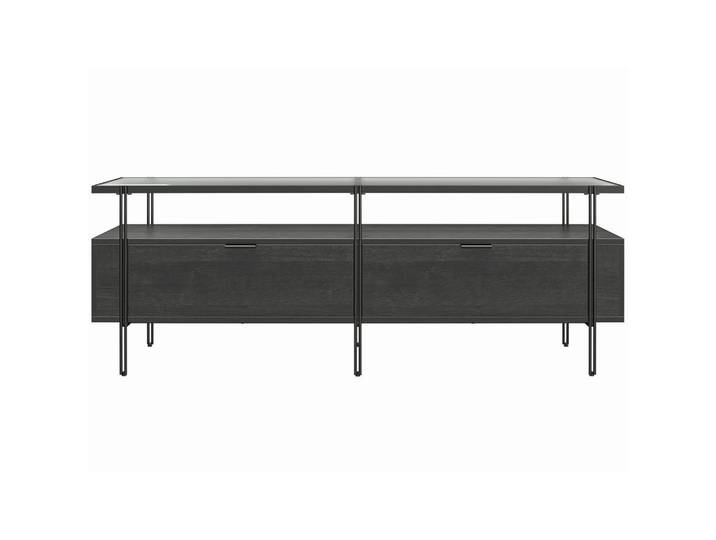 Mid.you Lowboard Wainwright, Schwarz, Metall, Glas, Papier, 1 Fächer, 2 Schublade(n) Schubladen, 138x49x39 cm, Wohnzimmer, Wohnwände, Lowboards