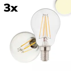 ISOLED 3er Pack LED Filament Tropfenform ILLU, E14, 4W 2700K 400lm 360°, nicht dimmbar, klar ISO-115025