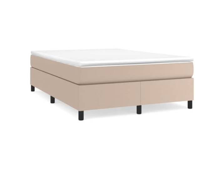 PUGYNBK Boxspringbett, Cappuccino, 140 x 190 cm, Kunstleder Taschenfedern, mittlere Festigkeit, Holzlatten, einfache Reinigung, inklusive manueller Montage