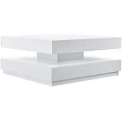 Helloshop26 - Couchtisch mit drehbarer Tischplatte Faserplatte 76 x 76 cm weiß 03_0004126
