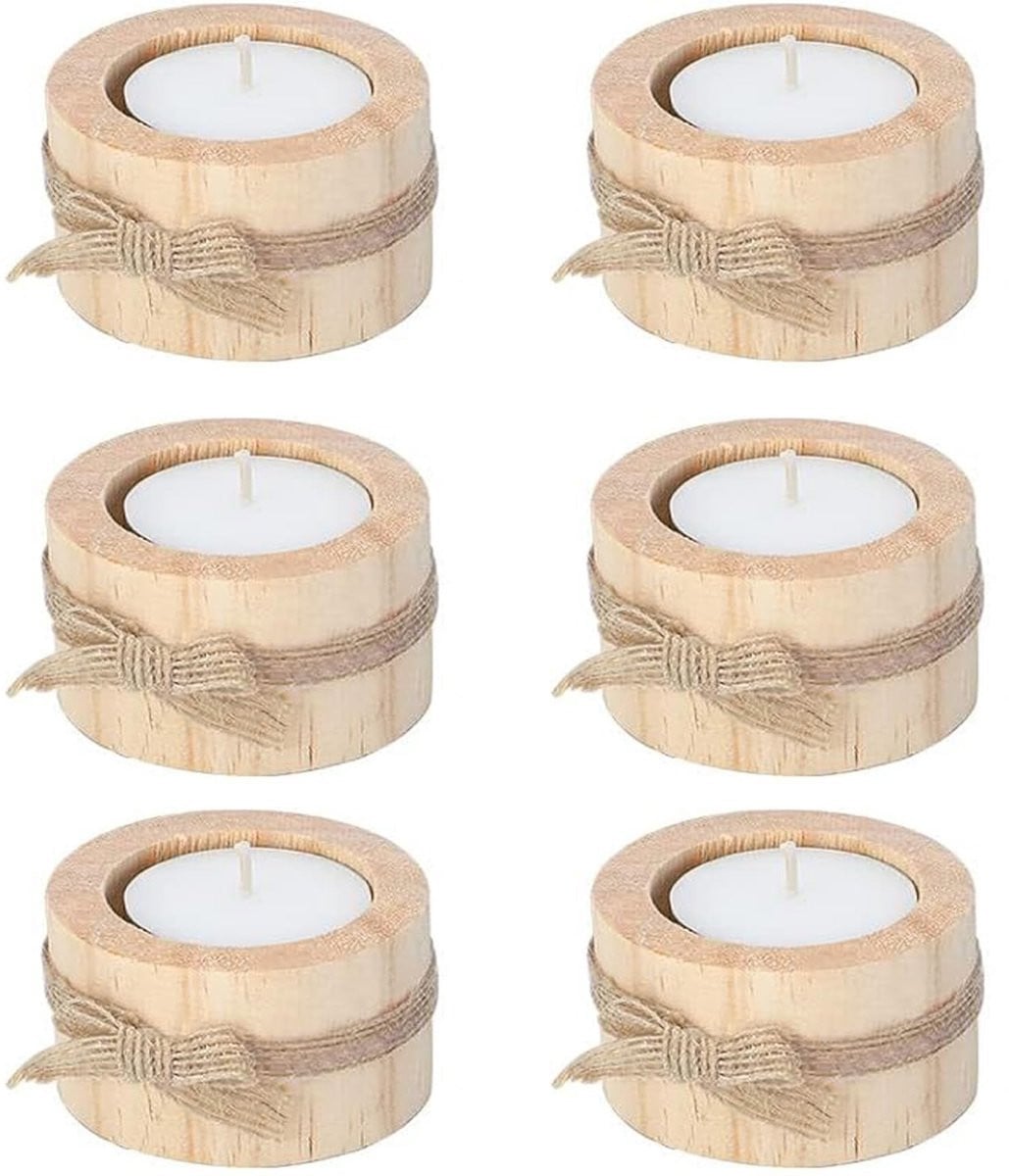 Dailygoods Houten Kandelaar - Kleine Vintage Kaarsenhouder voor Theelichtjes