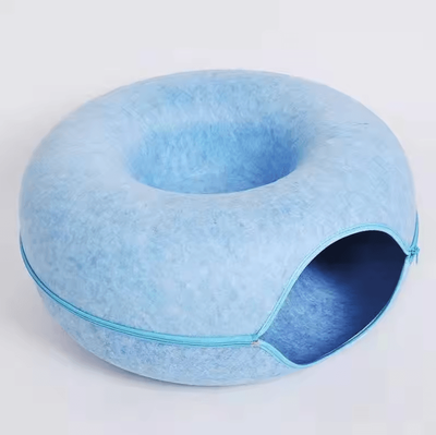 Inspire Curations CozyLoop Felt Cat Tunnel Bed & Play Cave blue s