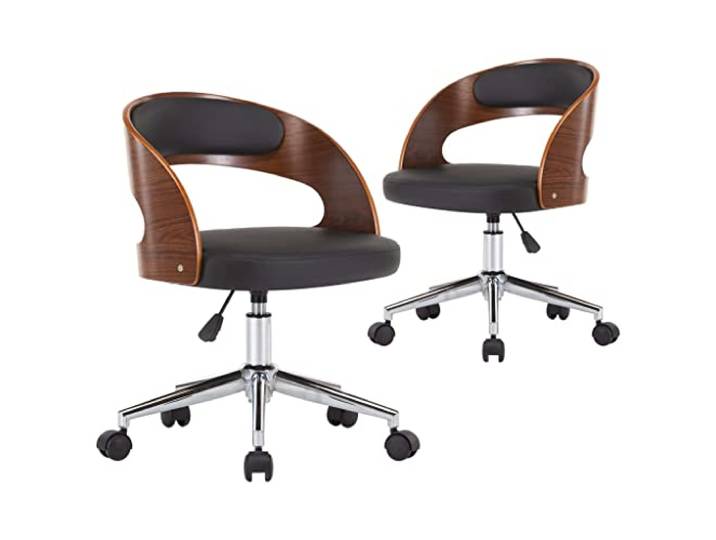 KKgypkn 2 Esszimmerstuehle Drehbar Schwarz Bugholz Kunstleder Gepolstert, Ergonomisch, Rollen, 110 kg Belastbarkeit, Einfache Montage