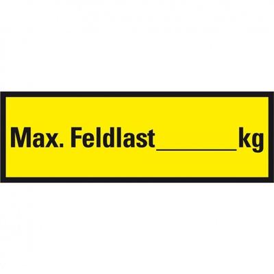 Aufkleber I Regalbelastungs-Aufkleber max. Feldlast, zum Beschriften, Folie, 150x50mm, 5/Bogen