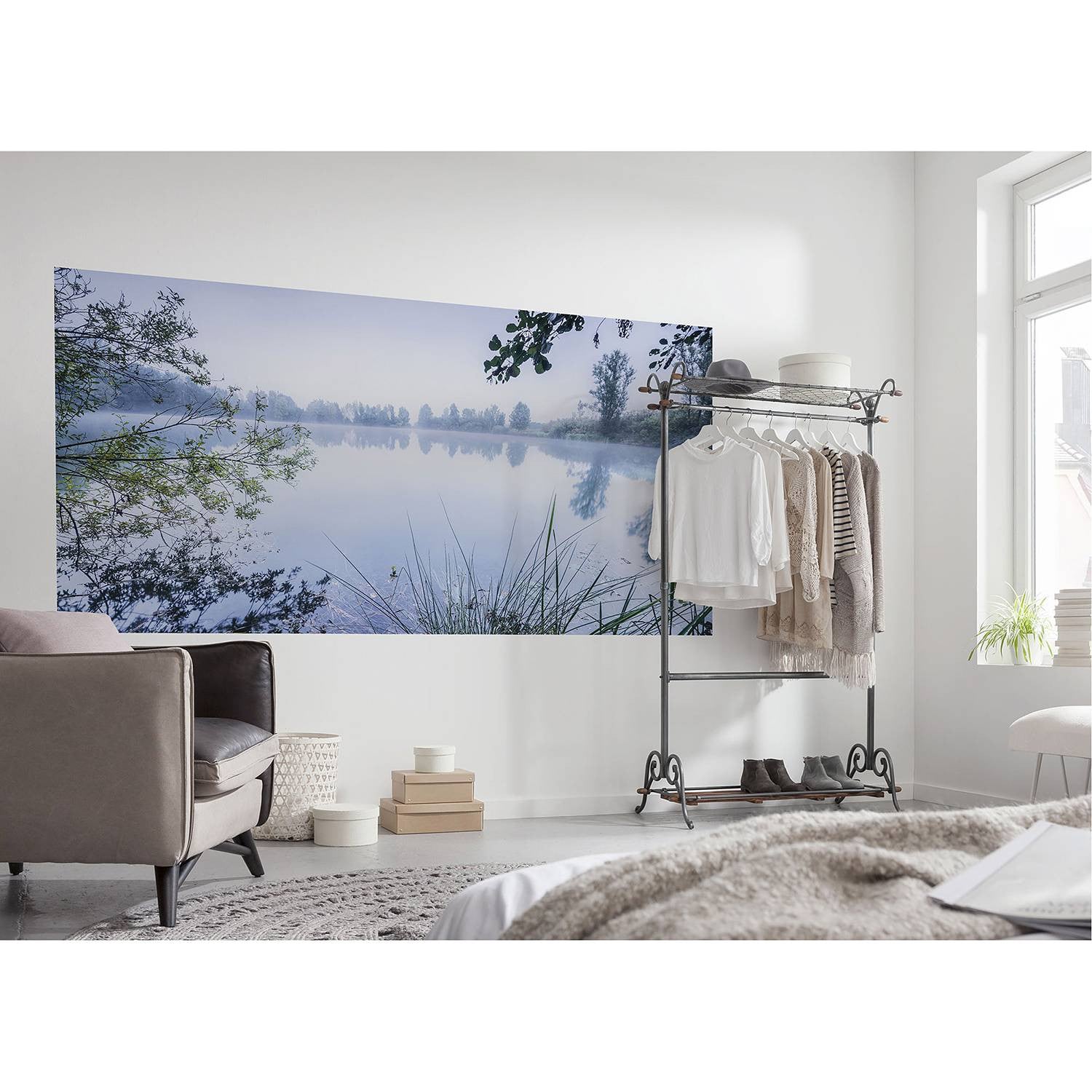 home24 Fotobehang Morning View Abstract City Multicolour Blauw B: 200 cm, H: 100 cm