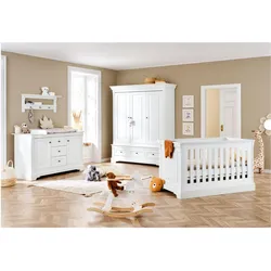 Pinolino, Komplett-Babyzimmer, Kinderzimmer-Set 'Emilia' extrabreit gross, 3-tlg. (Babybett, Kinderkleiderschrank, Wickelkommode)