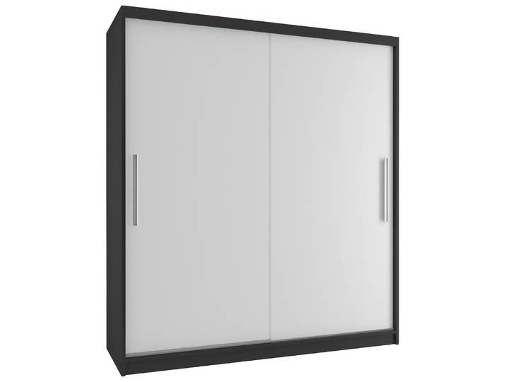 BELINI Verona SI\, armoire coulissante de 133 cm\, noire et blanche\, finition mate - Armoire de chambre avec 4 tiroirs