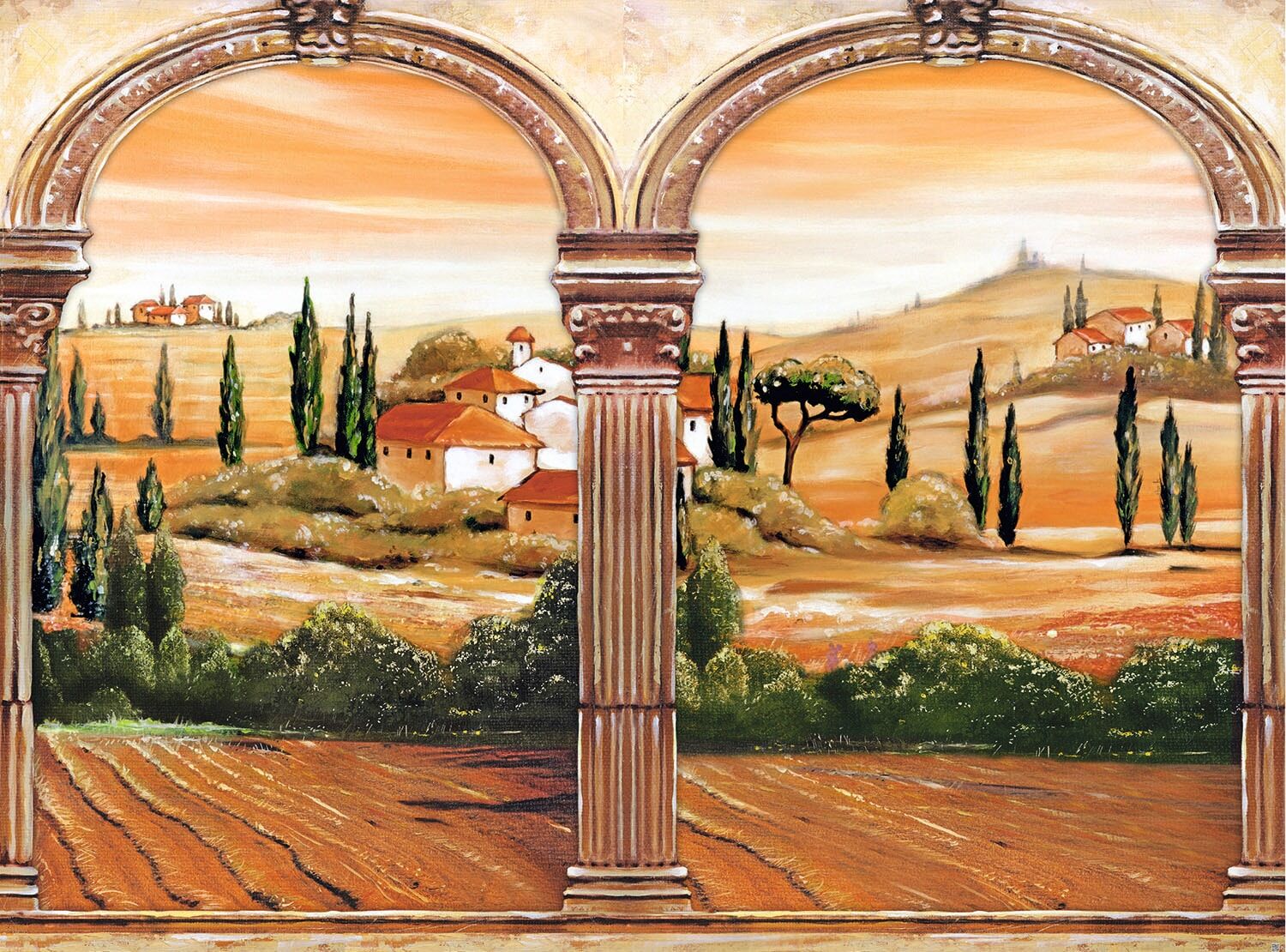 Fototapete PAPERMOON "Tuscany", bunt, B:2,5m L:1,86m, Vlies, Tapeten, Fototapete bunt B/L: 2,5m x 1,86m, Bahnen: 5 Stk.