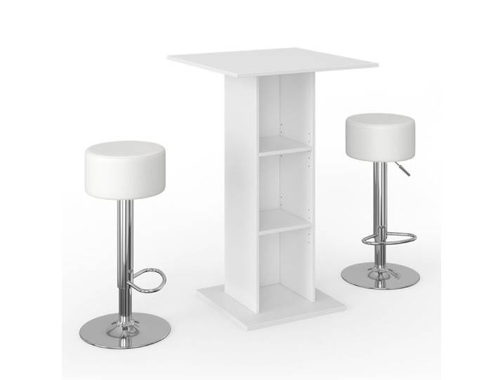 Set de table de bar Rodeo 70x70cm avec 2 tabourets de bar Blanc Vicco 33205