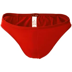 HOM Herren Micro Briefs Plumes - Ultralight Microfiber, Slip, Unterwäsche, Stretch, einfarbig Rot / L